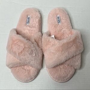 New Splendid Pink Faux Fur House Slippers Size 8-11 Large NEW